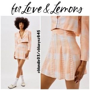 For Love & Lemons Eugenie Mini Skirt in Tangerine Orange M